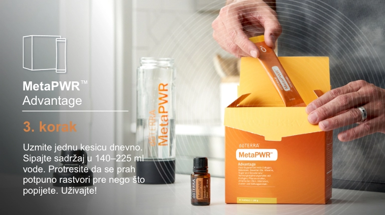 Uzmite jednu kesicu dnevno. Sipajte sadržaj u 140–225 ml vode. Protresite da se prah potpuno rastvori pre nego što popijete. Uživajte!